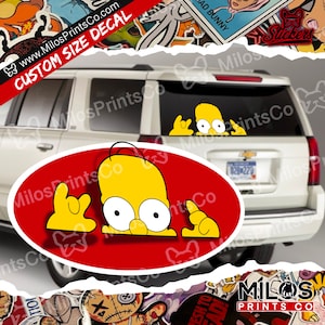 Homer Peeker Car Decal | Cartoon Slap | Vehicle Bumper Decal | Homer Vinyl Slap