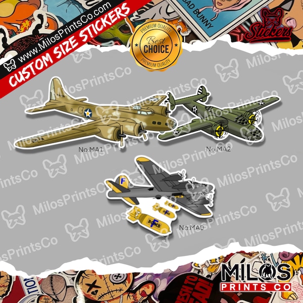 War Military Airplane Sticker | Bombs Dropping | Military Aircraft Vinyl Stickers | War Diecut Stickers