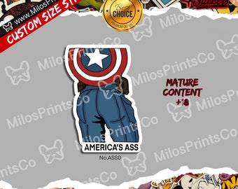 Americas Ass Vinyl Sticker | America’s Ass Sticker | Superhero Ass Sticker | Weather Proof Vinyl Sticker | Butt Sticker