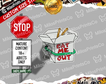 Eat Me Out Vinyl Sticker | Chinese Takeout Food Decal | Funny Food Stickers