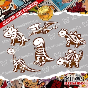 Cute Baby Skeleton Dinosaur Sticker Pack | Dinosaur Vinyl Diecut Stickers