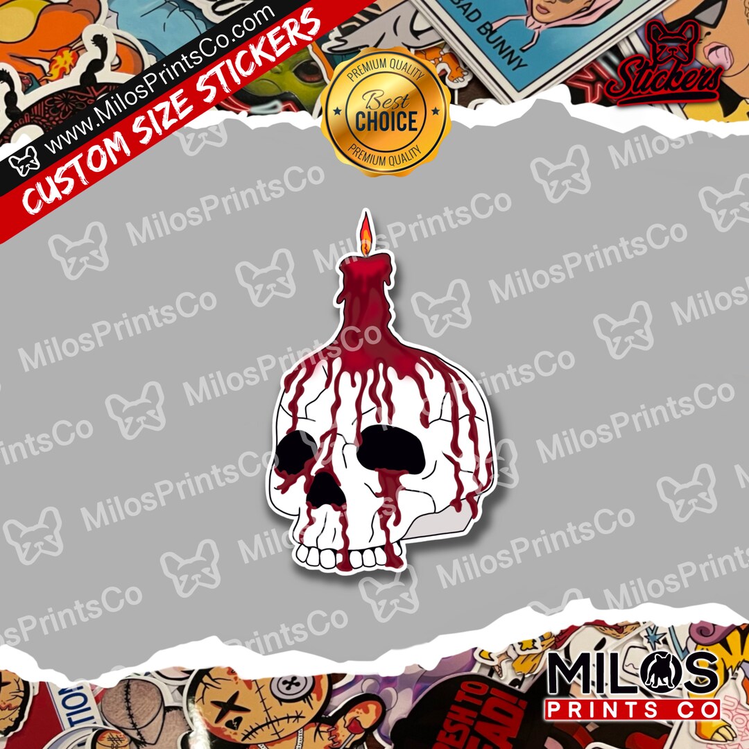 Evil Sticker Skull Candle Vinyl Sticker | Evil Skull Candle Sticker | Creepy Skull ...