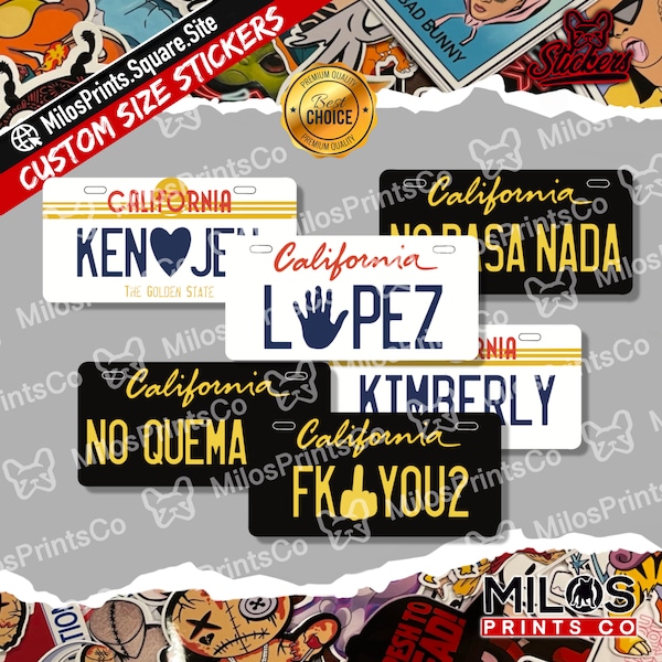 Custom California License Plate Vinyl Sticker | Personalized License Plate Decal