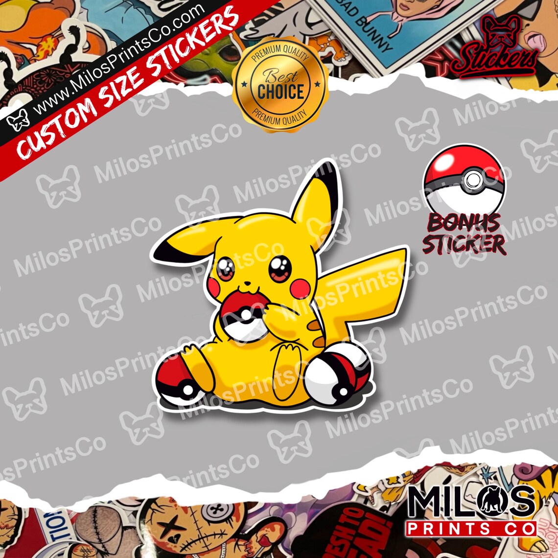 Pikachu Vinyl Sticker | Cute Pikachu Pokémon Sticker | Weather Proof ...