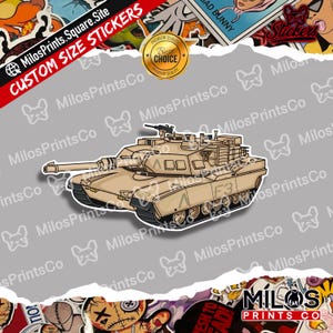 US M1 Abrams Heavy Tank Vinyl Sticker | Military Tank Vinyl Stickers | War Diecut Stickers | WW2 | Armed Forces