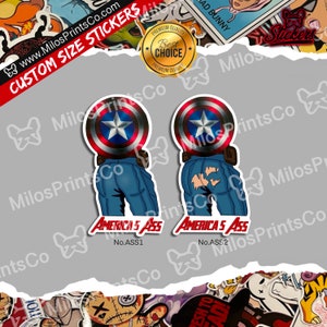 Amerikas Esel Vinyl Aufkleber | Amerika’s Ass Aufkleber | Superhelden Esel Aufkleber | wetterfester Vinyl-Aufkleber | Fläschchen Laptop Aufkleber
