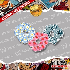 Scrunchie Hair Ties Vinyl Stickers | Variety Hair Band Vinyl Sticker | Hair Clips Decals
