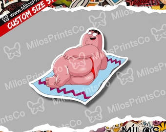 Sexy Peter On Beach Towel Sticker | Cartoon Vinyl Diecut Stickers | Funny Stickers