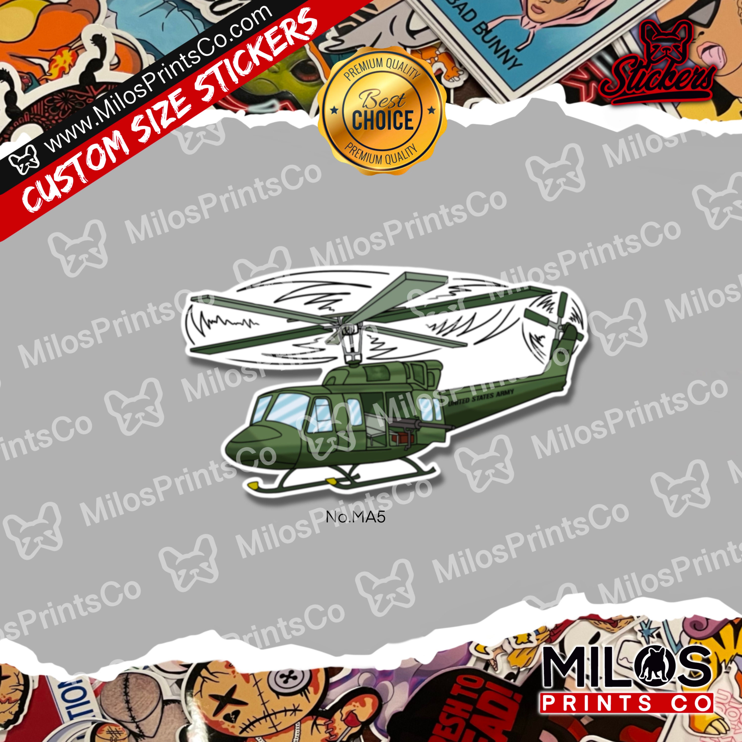 War Helicopter Vinyl Sticker | Bombs Dropping | Military Aircraft Vinyl ...