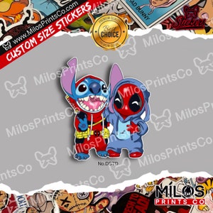 Friends in Onesie Vinyl Sticker | Stitch and Deadpool Friends Diecut Sticker | Waterbottle Flask Notepad Laptop Sticker