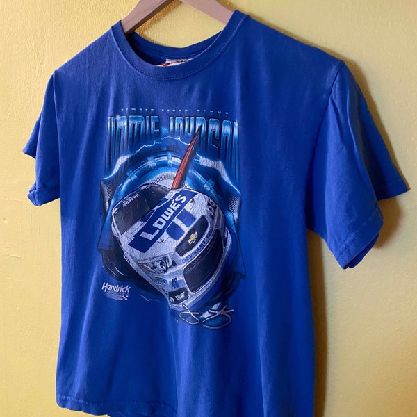 Vintage 2001 NASCAR Jimmie Johnson Graphic T Shirt Lowes Hendrick Motorsport Chase Authentic's Chevrolet #48 Youth Large Adult Small