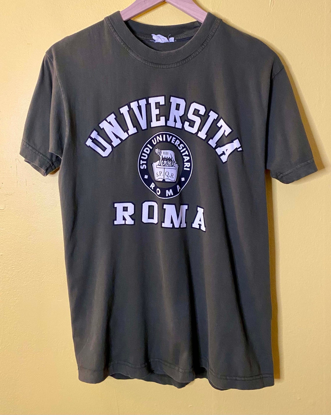 Vintage 90's Universitá Roma Graphic T Shirt Olive Green - Etsy