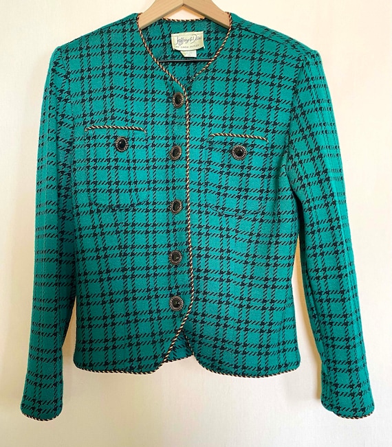 Women's Vintage 80's Houndstooth Blazer Jacket Co… - image 1