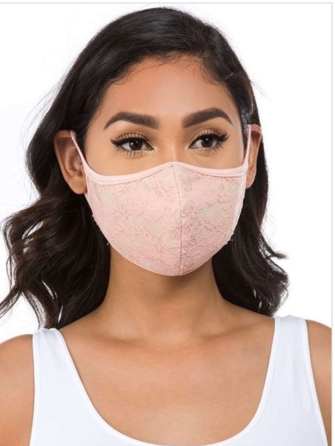 Beige lace Face Mask with filter pocket and filter. Pretty Etsy