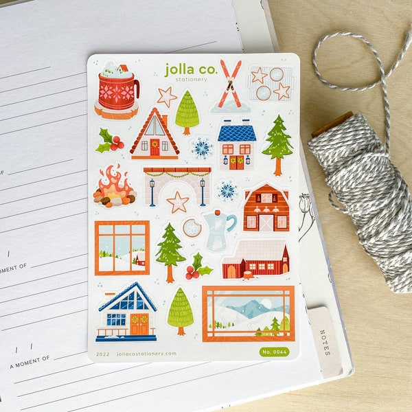 Winter Cabin Sticker Sheet | For Bullet Journals, Planners & Crafts