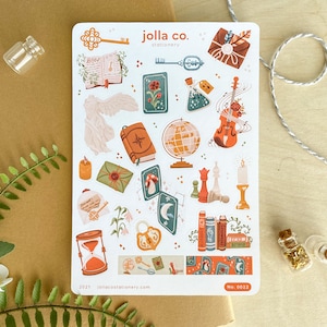 Whimsical Academia Sticker Sheet for Bullet Journaling, Planners & Crafts image 1