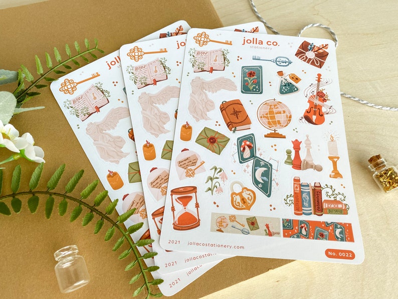 Whimsical Academia Sticker Sheet for Bullet Journaling, Planners & Crafts image 8