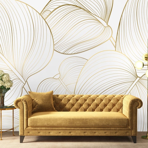 Luxury Gold Orchid Wallpaper Wall Mural Peel and Stick Self - Etsy