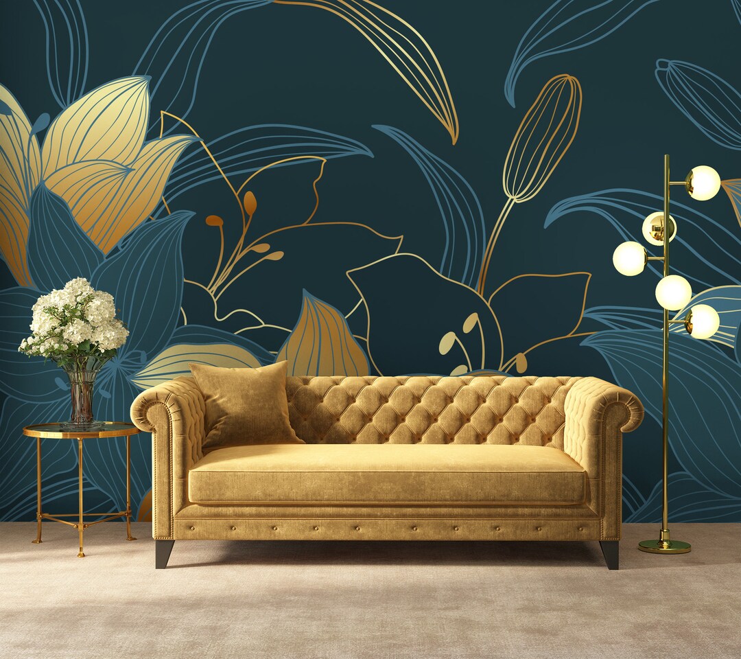 Luxury Matte Gold Floral Wallpaper Exotic Botanical - Etsy Australia