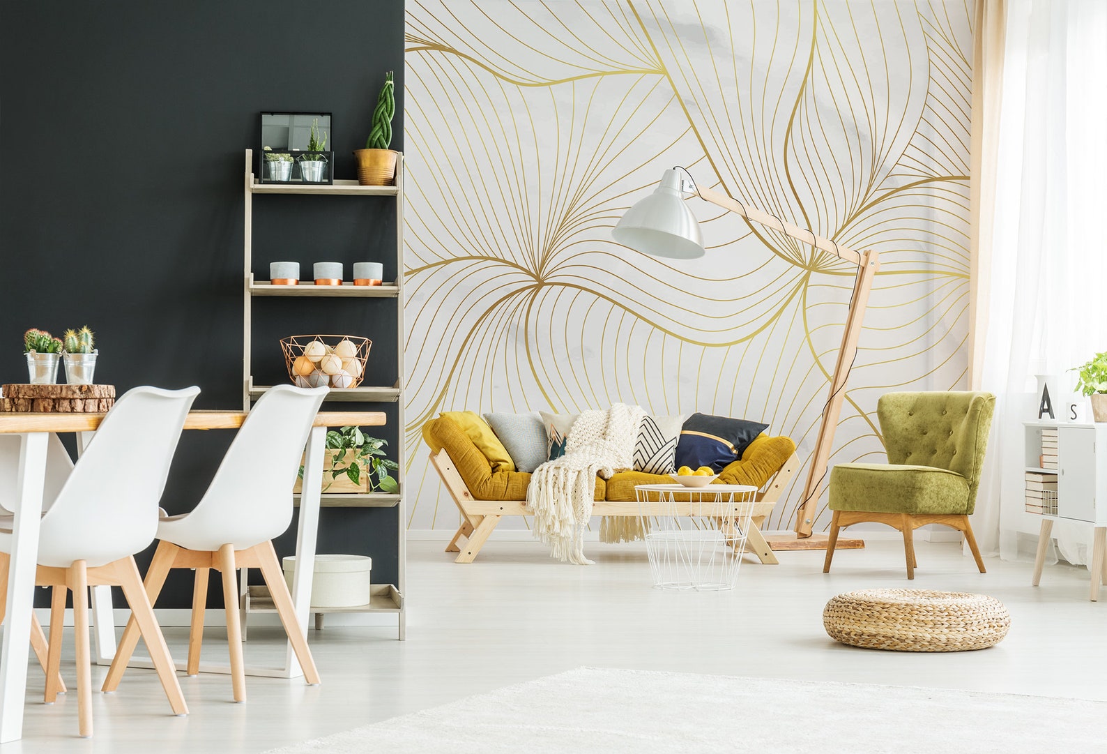 Gold Wallpaper Abstract Gold Art Wall Mural Peel and Stick Etsy