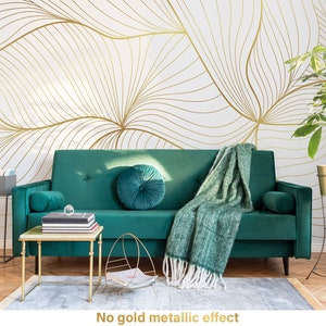 Gold wallpaper (no shine/metallic effect), abstract gold art, Wall Mural, Peel and Stick Wallpaper, Self Adhesive, Wall Decor