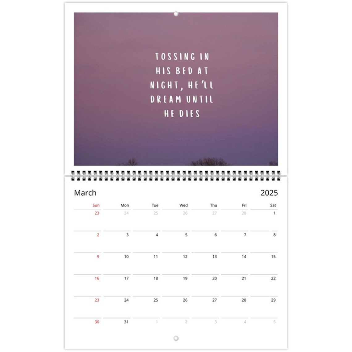 PHISH 2025 Wall Calendar Horizontal Etsy