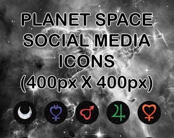 Planet Space Social Media Icons 400px X 400px - Moon, Mercury, Mars, Jupiter, Venus, Uranus, Neptune, Pluto, and Saturn