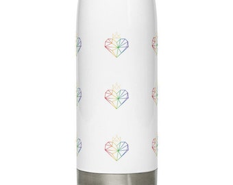 Crown Heart - Rainbow - Stainless Steel Water Bottle