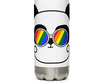 Rainbow Glasses Panda - Stainless Steel Water Bottle