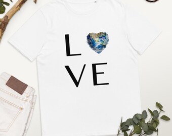 Love Earth - White - Unisex Organic Cotton T-Shirt