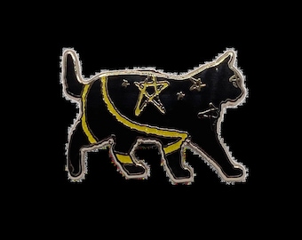 Midnight the Cat - 1 inch pin | Badge | Halloween | Cat | Kitty | Stars | Moon | Magic | Jewelry