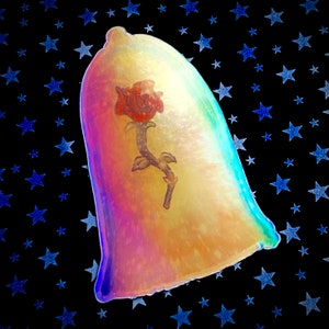 Pegatina holográfica de rosa encantada