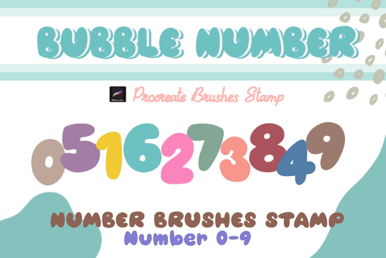 Procreate Brushes Stamp Bubble Numberprocreate Brush Etsy