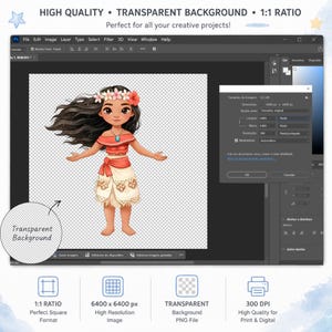 Kit Digital Moana Aquarela Cute, Kit Digital Tema Moana • Ilustrações Cute • Festa Infantil, Moana Aquarela Infantil • Kit Digital • Oceano immagine 14