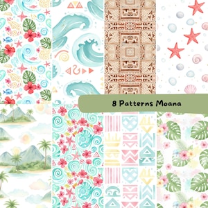 Kit Digital Moana Aquarela Cute, Kit Digital Tema Moana • Ilustrações Cute • Festa Infantil, Moana Aquarela Infantil • Kit Digital • Oceano immagine 2