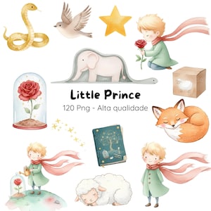Kit digital de acuarela del Principito, kit del Principito, acuarela del Principito, paquete de imágenes prediseñadas del Principito