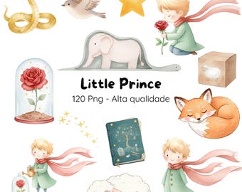 Schattige Kleine Prins Aquarel Digitale Kit, Schattige Kleine Prins Kit, Kleine Prins Aquarel, Kleine Prins Clipart Pakket
