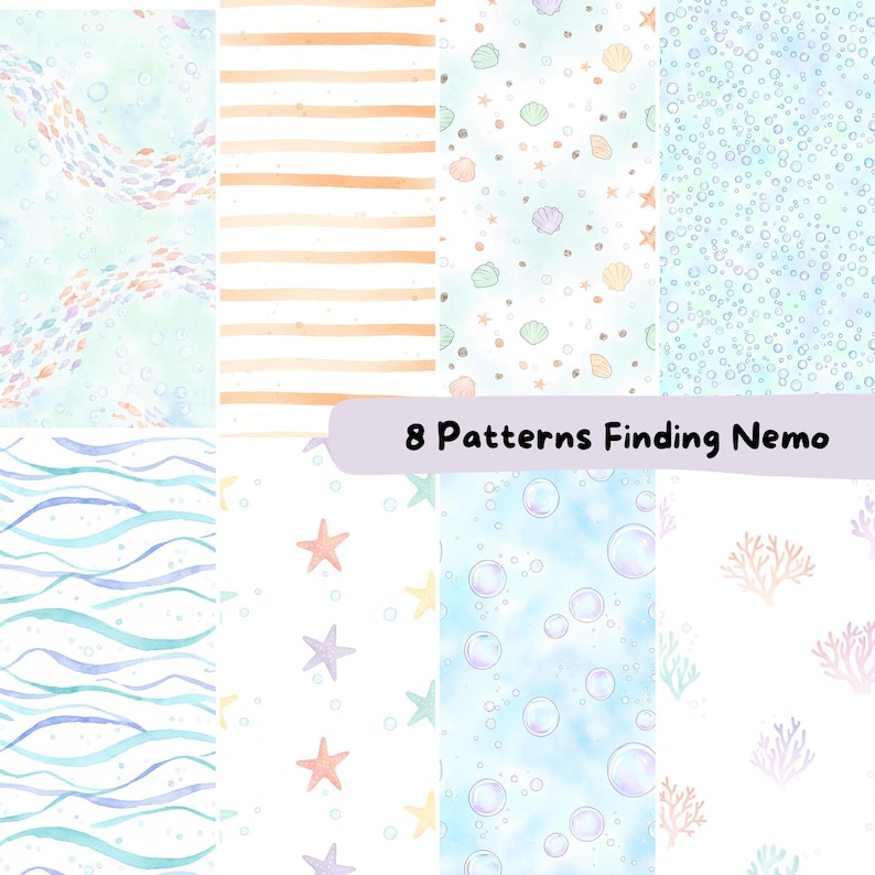 Finding Nemo Cute Watercolor Digital Kit • 80+ Elements - Finding Nemo ...