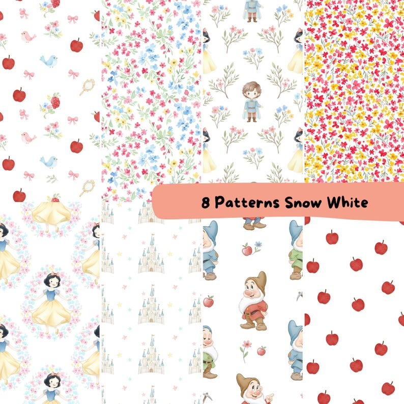 Snow White Watercolor Digital Kit, Cute Snow White Watercolor, Snow ...