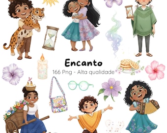 Encanto Aquarela Infantil,Kit Digital, Família Madrigal, Festa Infantil, Kit Digital Encanto Disney Aquarela Cute, Personagens e Casita