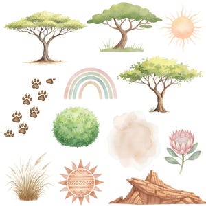 Rei Leão Aquarela Infantil, Kit Digital, Simba e Amigos,Tema Safari, Rei Leão Baby • Kit Digital em Aquarela • Clipart Infantil image 15