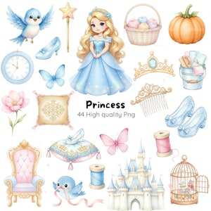 Princesas Bebé Acuarela • Paquete de imágenes prediseñadas en tonos pastel, imágenes prediseñadas de princesas lindas • Kit digital en colores caramelo