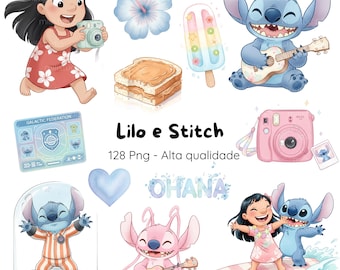Lilo & Stitch Watercolor Kit • Characters, Flowers and Beach, Lilo & Stitch Cute, Lilo & Stitch Watercolor Cute Digital Kit