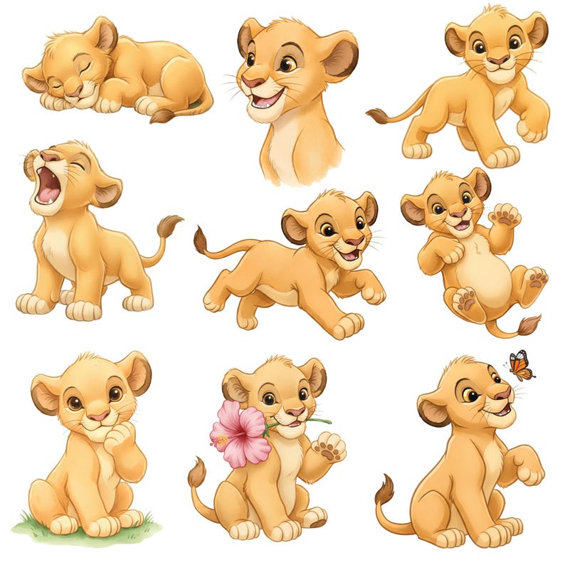 Rei Leão Aquarela Infantil, Kit Digital, Simba e Amigos,Tema Safari, Rei Leão Baby • Kit Digital em Aquarela • Clipart Infantil image 3