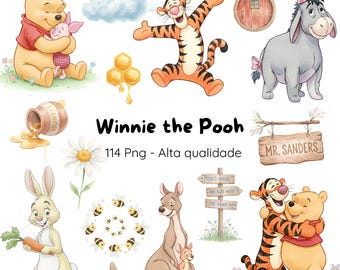 Winnie Puuh Aquarell-Set (digital), Baby Winnie Puuh Clipart, Winnie Puuh Aquarell-Set (digital), Puuh und seine Freunde Aquarell-Clipart