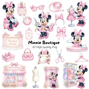 Minnie Boutique Clipart • Instant Download • High Resolution PNG, Minnie Boutique Shop Theme • Pink Fashion Clipart Bundle