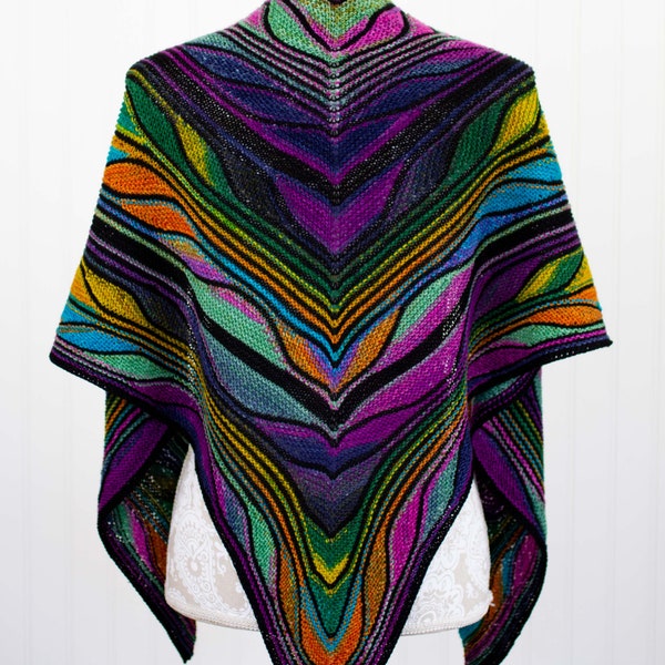 Handmade Knit Shawl Stain Glass Purple Blue Green Yellow Pink Orange Wrap Elegant Wedding Gift For Her Special Occasion Mother Sister Friend