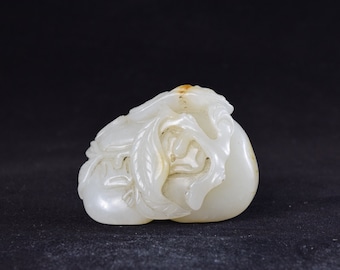 Chinese Collection Carved White Jade Double Persimmon with Ruyi  &quot;柿柿如意&quot;