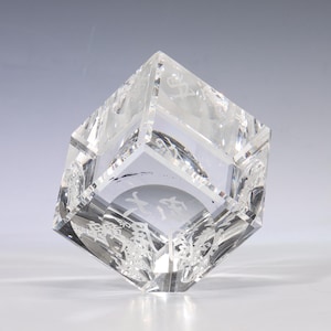 Crystal Glass Cube Paperweight For &quot;Good Luck&quot;