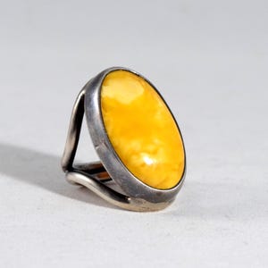 Vintage Collection Chicken Butter Yellow Beeswax Sterling Silver Ring